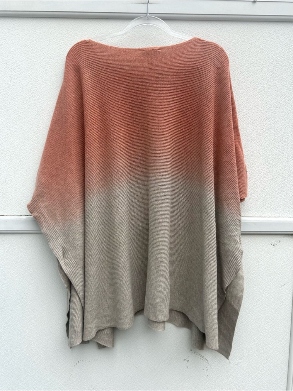 J. Jill Pure Poncho Sweater Womens One Size Ombre 100% Cotton Casual Pink  Gray - Picture 9 of 10